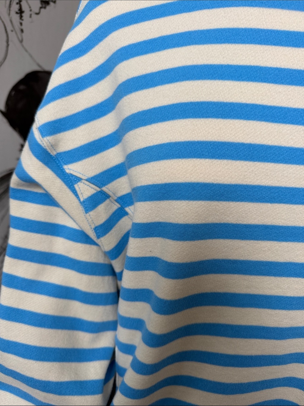 aerie Blue and Cream Striped Crewneck Sweater - Picture 3 of 6